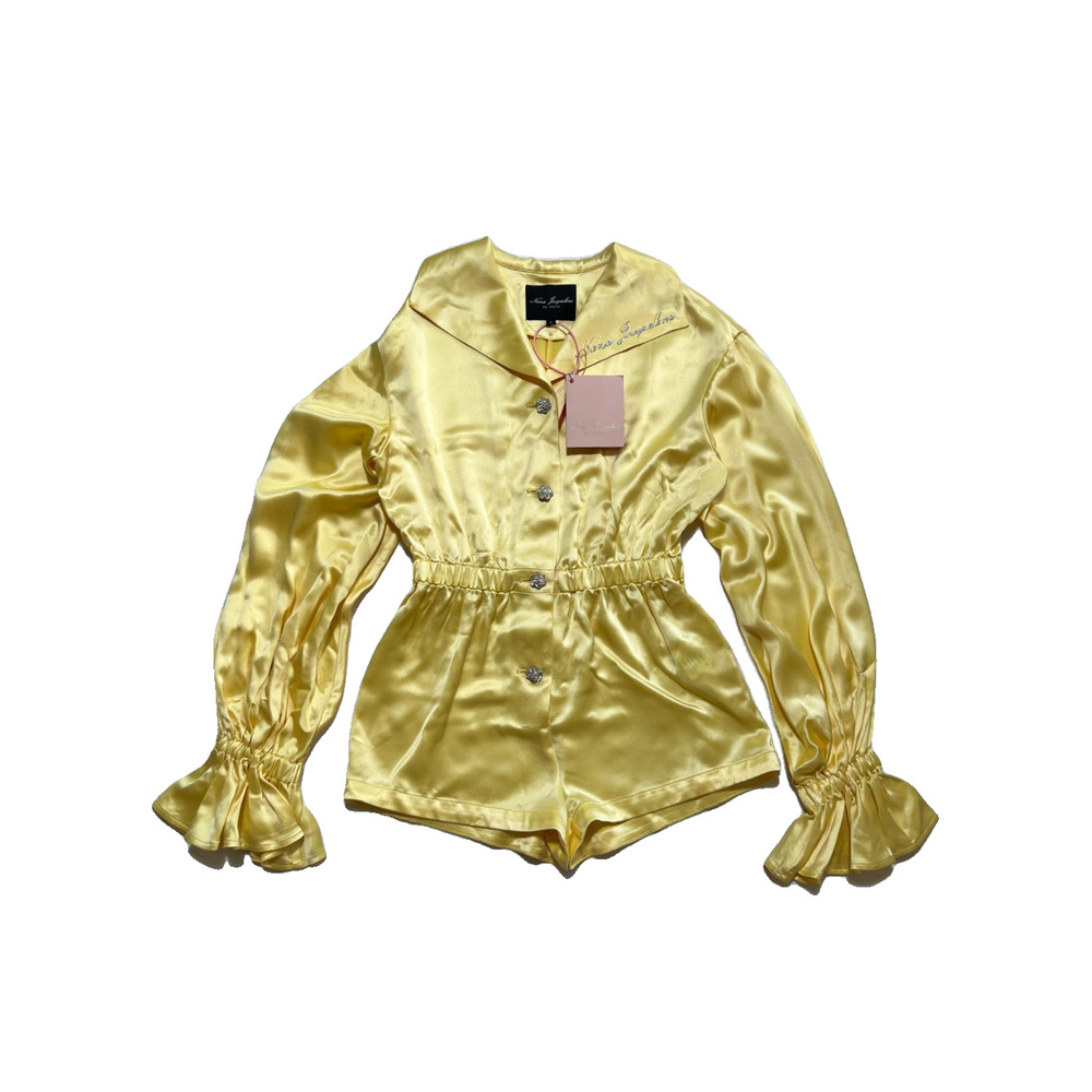 Nana Jacqueline- Yellow "Maribel" Silk Romper - NEW WITH TAGS